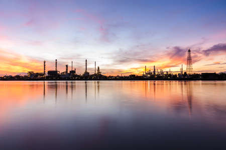 Oil refinery ,Twilight, Thailandの写真素材