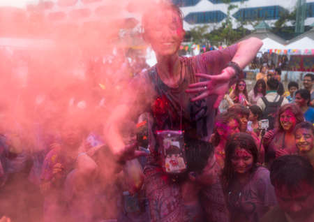 Bangkok Thailand 27 March 2016 : Holi Festival, Holi Rangotsav at Thammasat university, .on 27 March 2016 in Bangkok, Thailandのeditorial素材