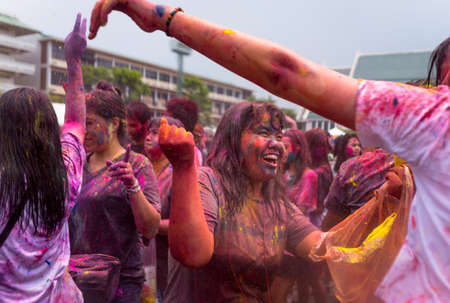 Bangkok Thailand 27 March 2016 : Holi Festival, Holi Rangotsav at Thammasat university, .on 27 March 2016 in Bangkok, Thailandのeditorial素材