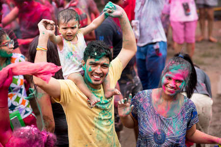 Bangkok Thailand 27 March 2016 : Holi Festival, Holi Rangotsav at Thammasat university, .on 27 March 2016 in Bangkok, Thailandのeditorial素材