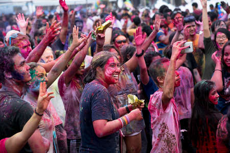 Bangkok Thailand 27 March 2016 : Holi Festival, Holi Rangotsav at Thammasat university, .on 27 March 2016 in Bangkok, Thailandのeditorial素材