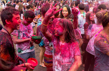 Bangkok Thailand 27 March 2016 : Holi Festival, Holi Rangotsav at Thammasat university, .on 27 March 2016 in Bangkok, Thailandのeditorial素材