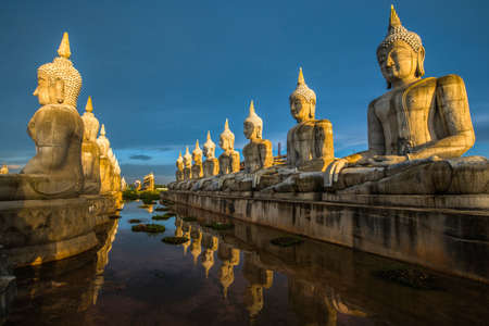 Big buddha statue and blue sky in buddha temple,Thailandの写真素材