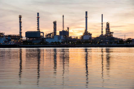 Oil refinery ,Twilight, Thailandの写真素材