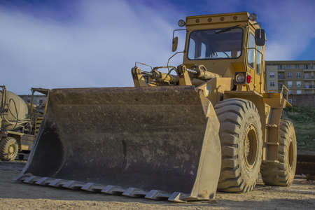 Big bulldozer at the building siteの写真素材
