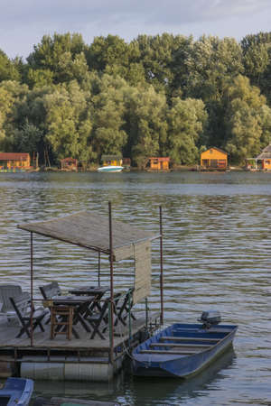 a beautiful place for relax on Sava River in Belgrade, Serbiaの写真素材