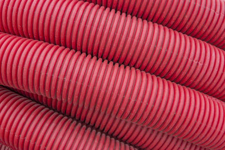 Flexible industrial plastic pipes on construction site