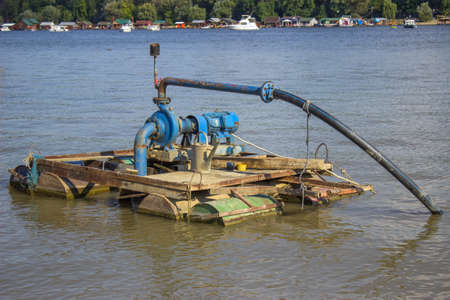 Electric water pump on river Sava, in Serbia. の写真素材