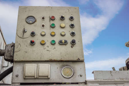 concrete pump controls, dashboard on the machine for concrete pumpingの写真素材