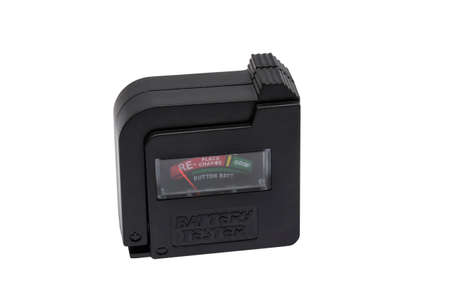 Universal Battery Tester AA AAA C D 9V Button Checker, isolated on white background with clipping pathの写真素材