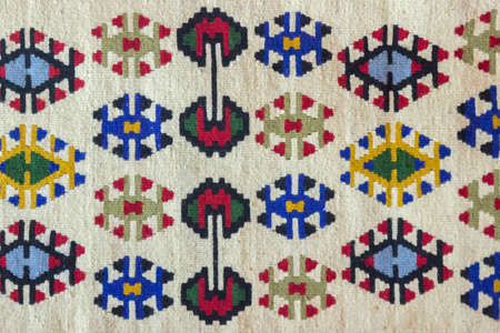 Beautiful and multy coloured Pirot kilim backgroundの写真素材
