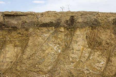 Cross section of dirt, dirt after working excavatorの写真素材