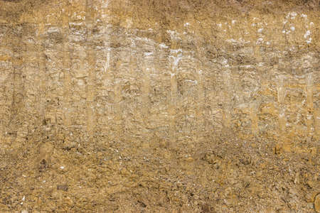dirt background after working excavator, dirt cross sectionの写真素材