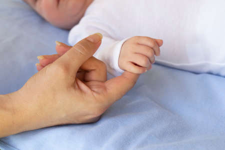 Baby baby holding the mother finger, maternity concept.の写真素材