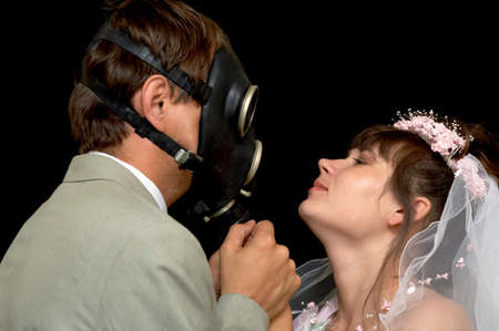 beautiful woman and Monster on a black backgroundの写真素材