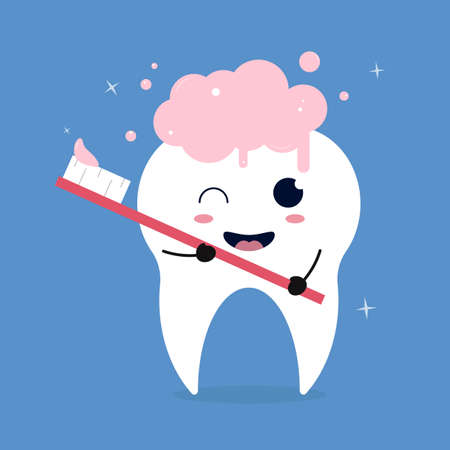 Oral hygiene concept illustration with cute and happy tooth