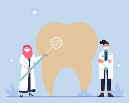 The doctors or dentist diagnosed yellow teeth.のイラスト素材