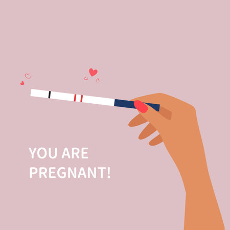 Hand holding positive pregnancy testのイラスト素材