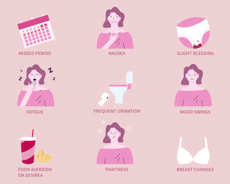 Early pregnancy symptoms concept illustrationのイラスト素材