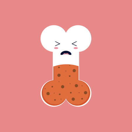 Illustrative vector of cute bone with osteoporosisのイラスト素材