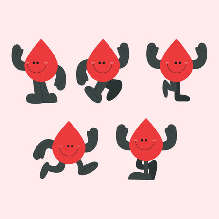 A cute blood cells illustration sets that will add a touch of whimsy to any medical or scientific project.のイラスト素材
