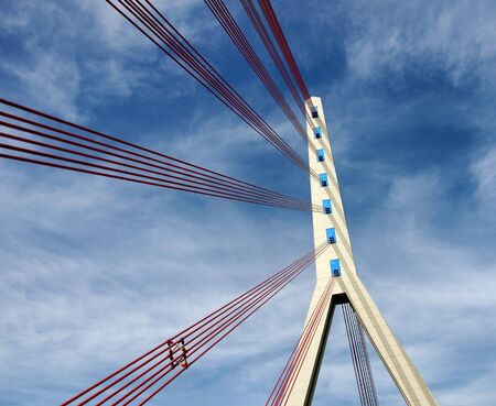 Fleher Bruecke in Duesseldorf, cable-stayed bridge with pylon and cables