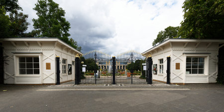 Cologne, Germany - August 09, 2021: the main entrance of the botanical garden flora in cologne