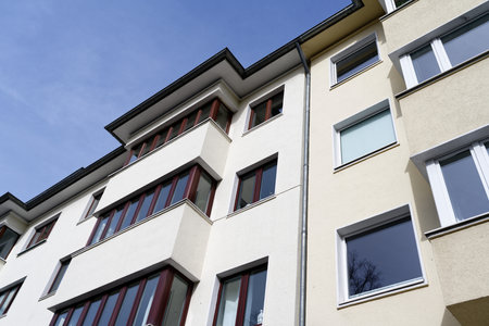 typical rental houses with corner windows from the 1920s in cologne