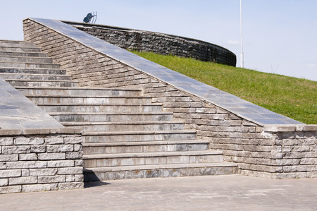 a stone staircase leading upの写真素材