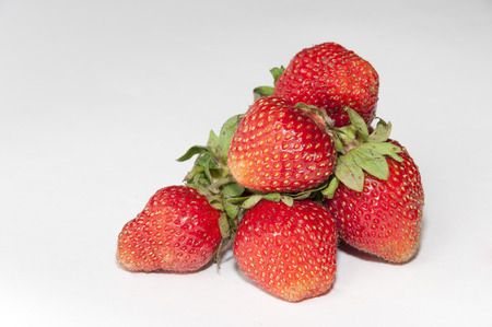 ripe strawberry on the white backgroundの写真素材