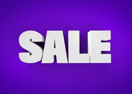 Sale word isolated on purple background with path. 3D render.の写真素材
