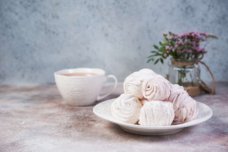 Apple zephyr on a plate for teaの写真素材