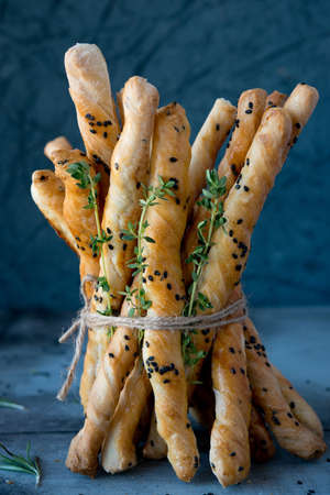 Italian breadsticks with sesame seeds, appetizer