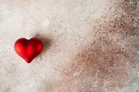 Red heart-symbol of love, Valentine's Day, copy of spaceの写真素材