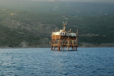 marine research station on the shoreの写真素材