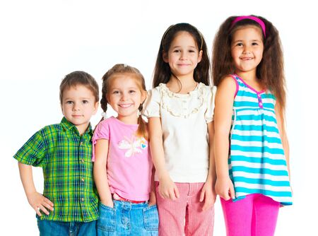 laughing small kids on a white background