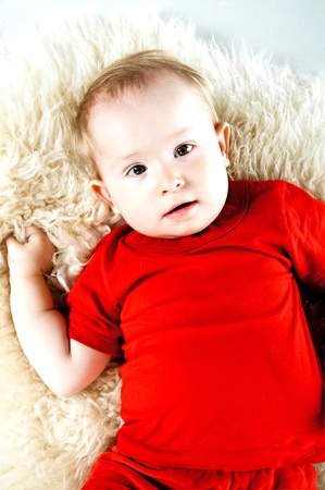 beautiful little girl isolated on a white backgroundの写真素材