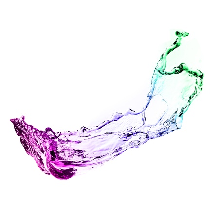 Abstract composition with beautiful blue splashing water on white background
