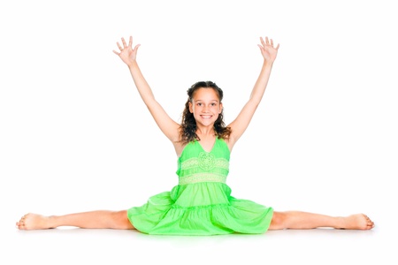 girl gymnast on a white backgroundの写真素材