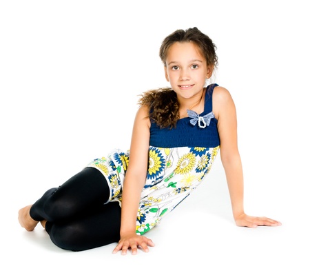 girl gymnast on a white backgroundの写真素材