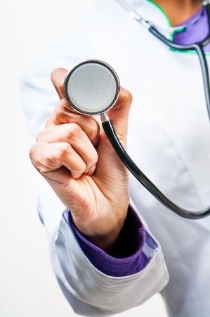 Doctor with a stethoscope in the handsの写真素材