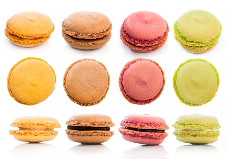 Set of tasty cookies macaroon isolated on a white backgroundの写真素材