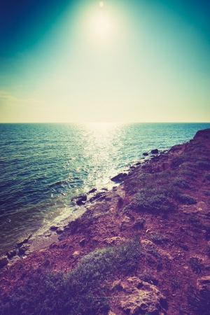 beautiful view of sea cost and rocksの写真素材