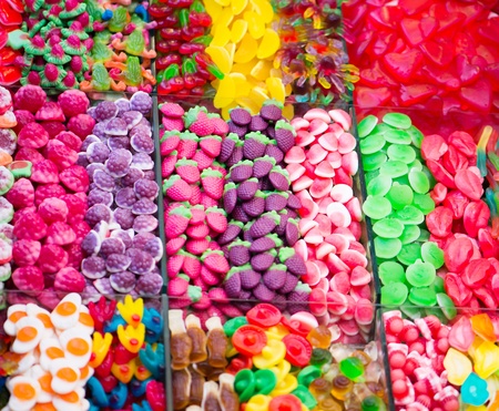 Sweets of all colors in the marketの写真素材