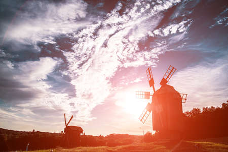 old mill in the setting sun