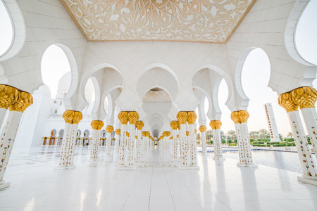 Beautiful columns Sheikh Zayed Mosque in Abu Dhabi, capital of the United Arab Emirates の写真素材