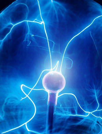 Intense electrical discharge and shine on a dark background