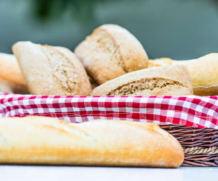 fresh baguette and bread on the table