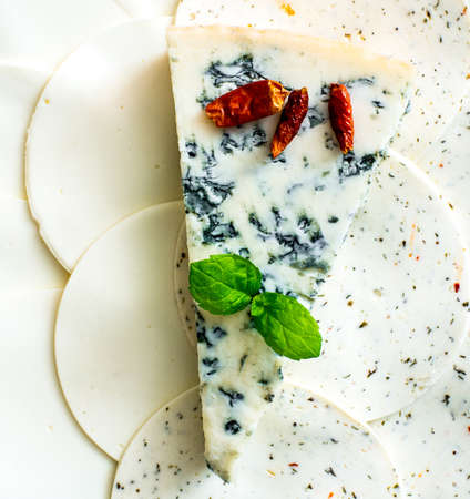 delicious blue cheese  and spicesの写真素材