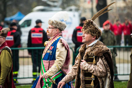 Warsaw, Poland - November 11, 2014 : Celebrating the 25th anniversary of the independence of Poland, in the street parade on 11 Novemder, 2014のeditorial素材